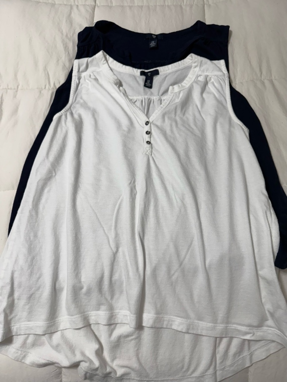 GAP White & Navy Henley Tank Duo